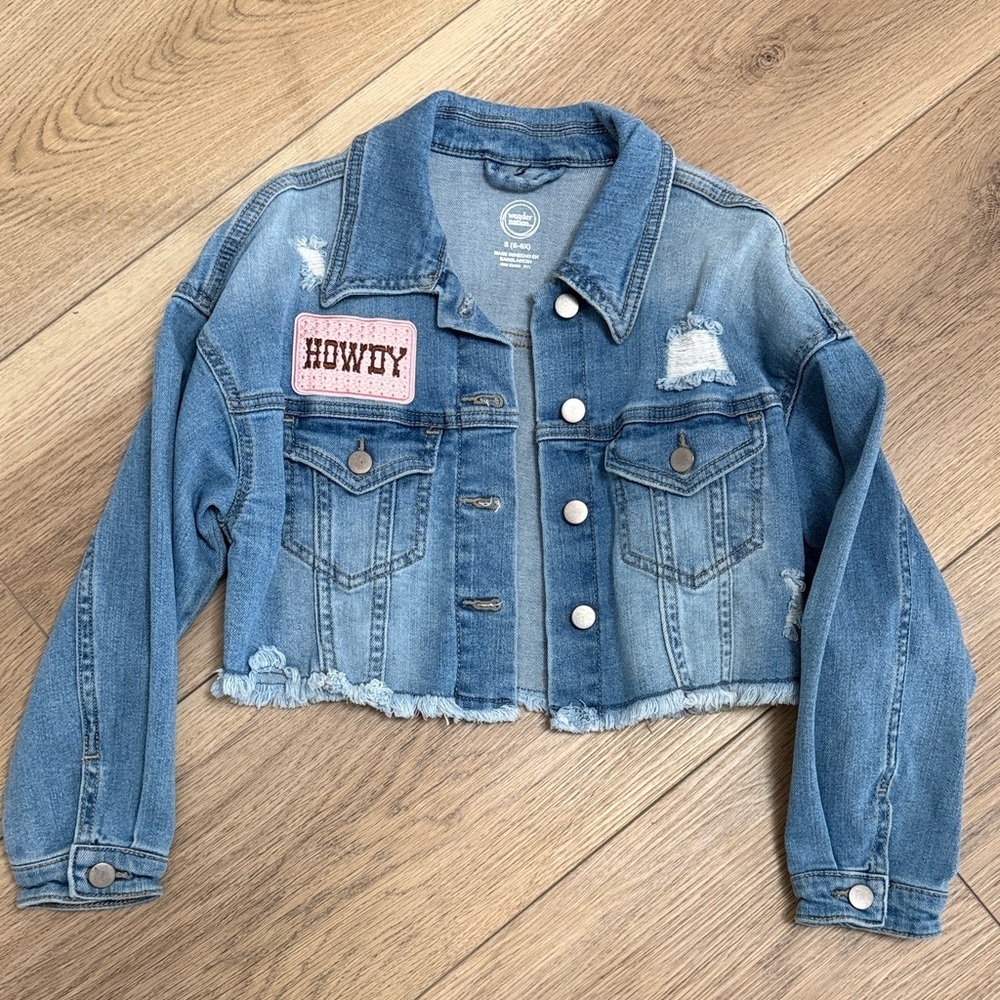 Upcycled Western Denim Jacket Girls Size 6